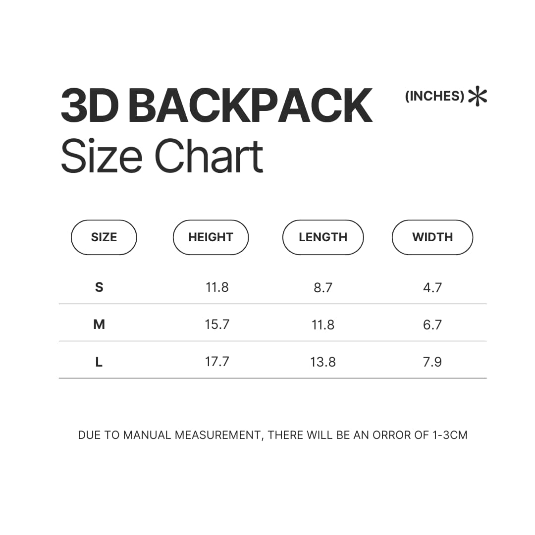 3D Backpack Size Chart - Ace of Diamond Store