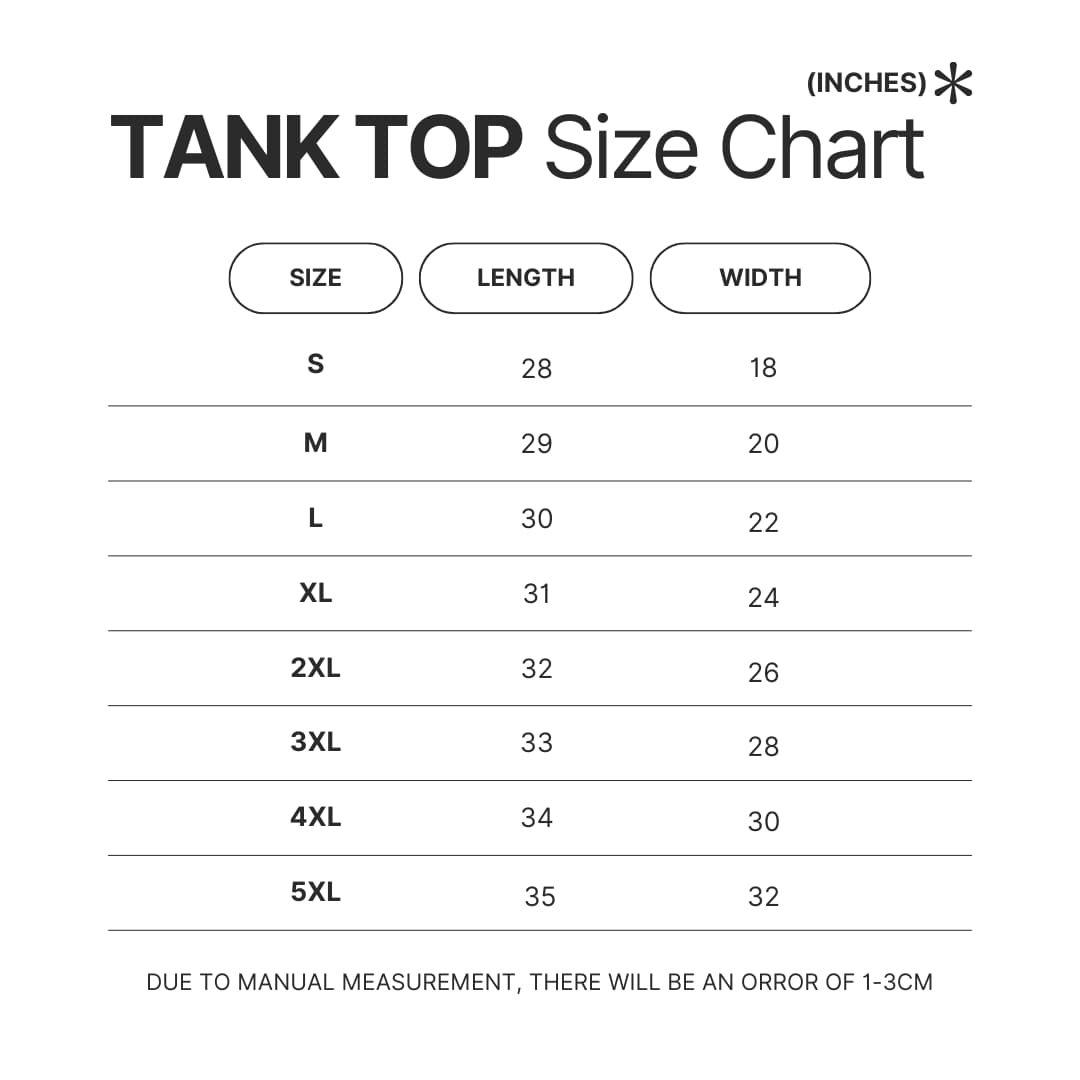 Tank Top Size Chart - Ace of Diamond Store