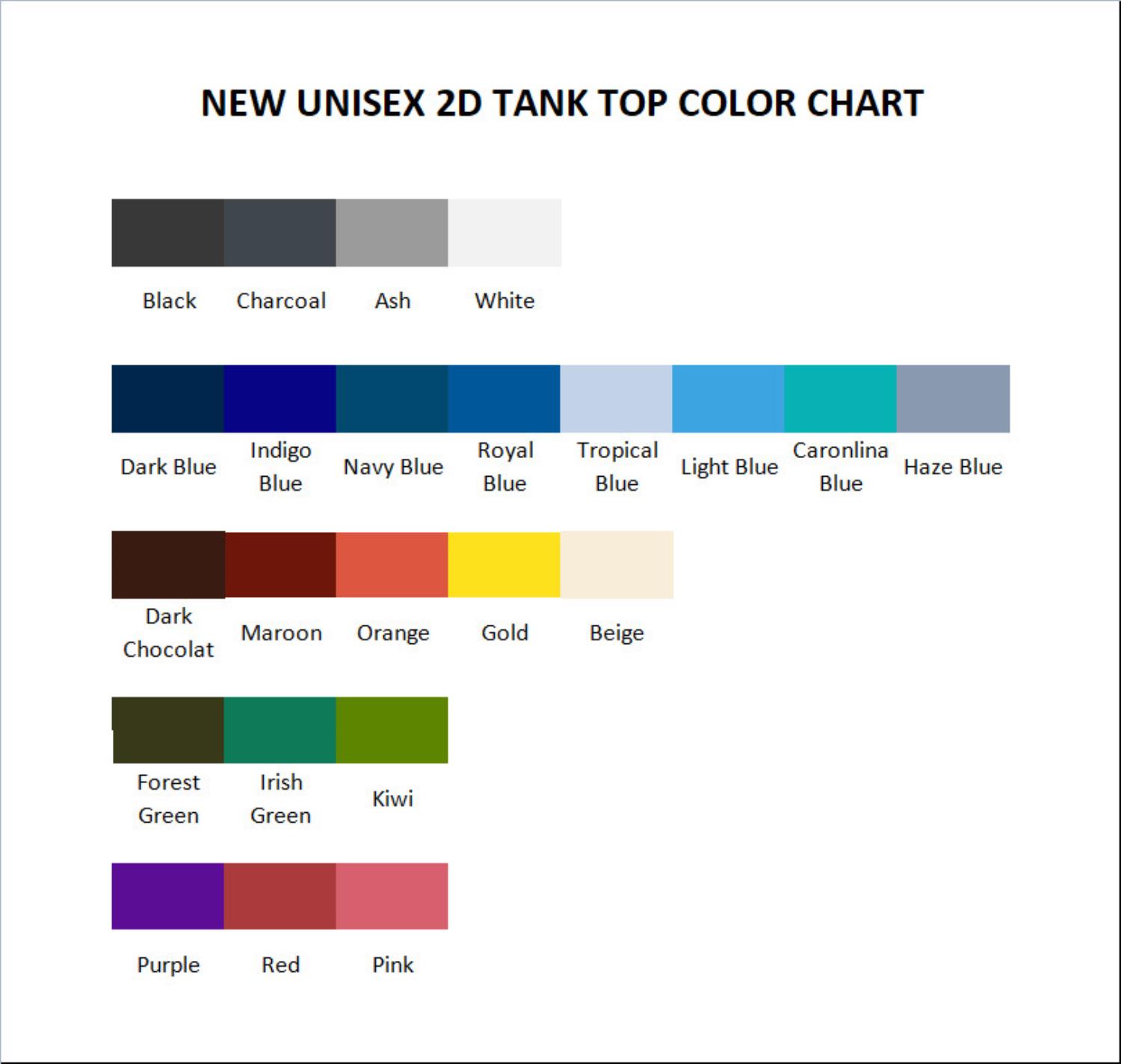 tank top color chart - Ace of Diamond Store