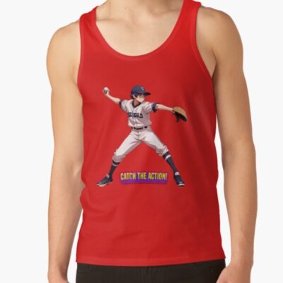 Anime Boy Baseball Player Ready To Throw The Ball Be Ready To Catch The Action Tank Top