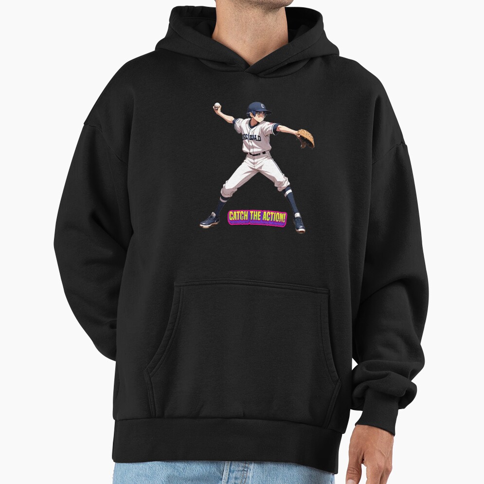 Anime Boy Baseball Player Ready To Throw The Ball Be Ready To Catch The Action Hoodie - Image 3