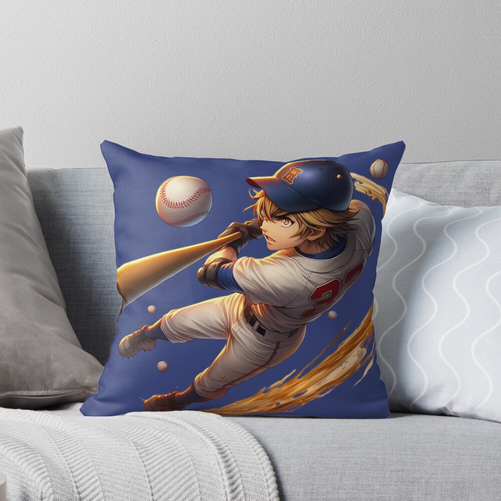 Anime Baseball Dynamic Swing Throw Pillow